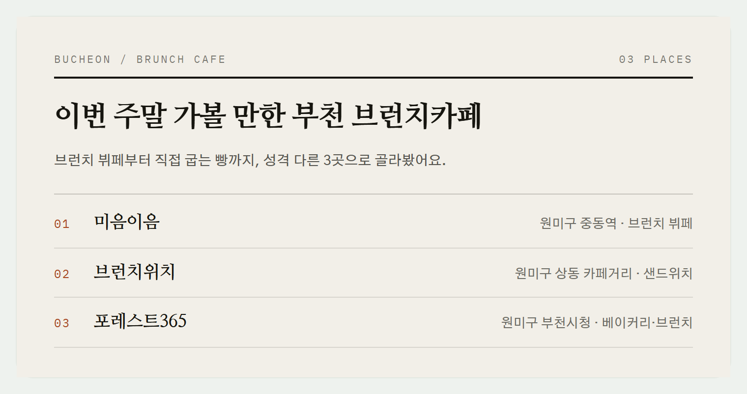 이번 편에서 소개하는 3곳