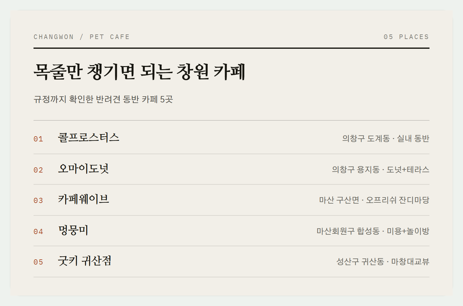 이번 편에서 소개하는 5곳