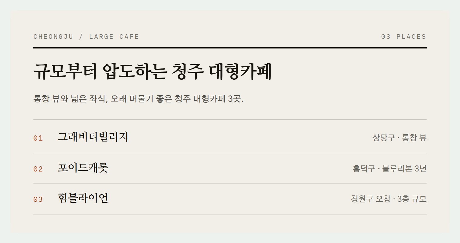 이번 편에서 소개하는 3곳