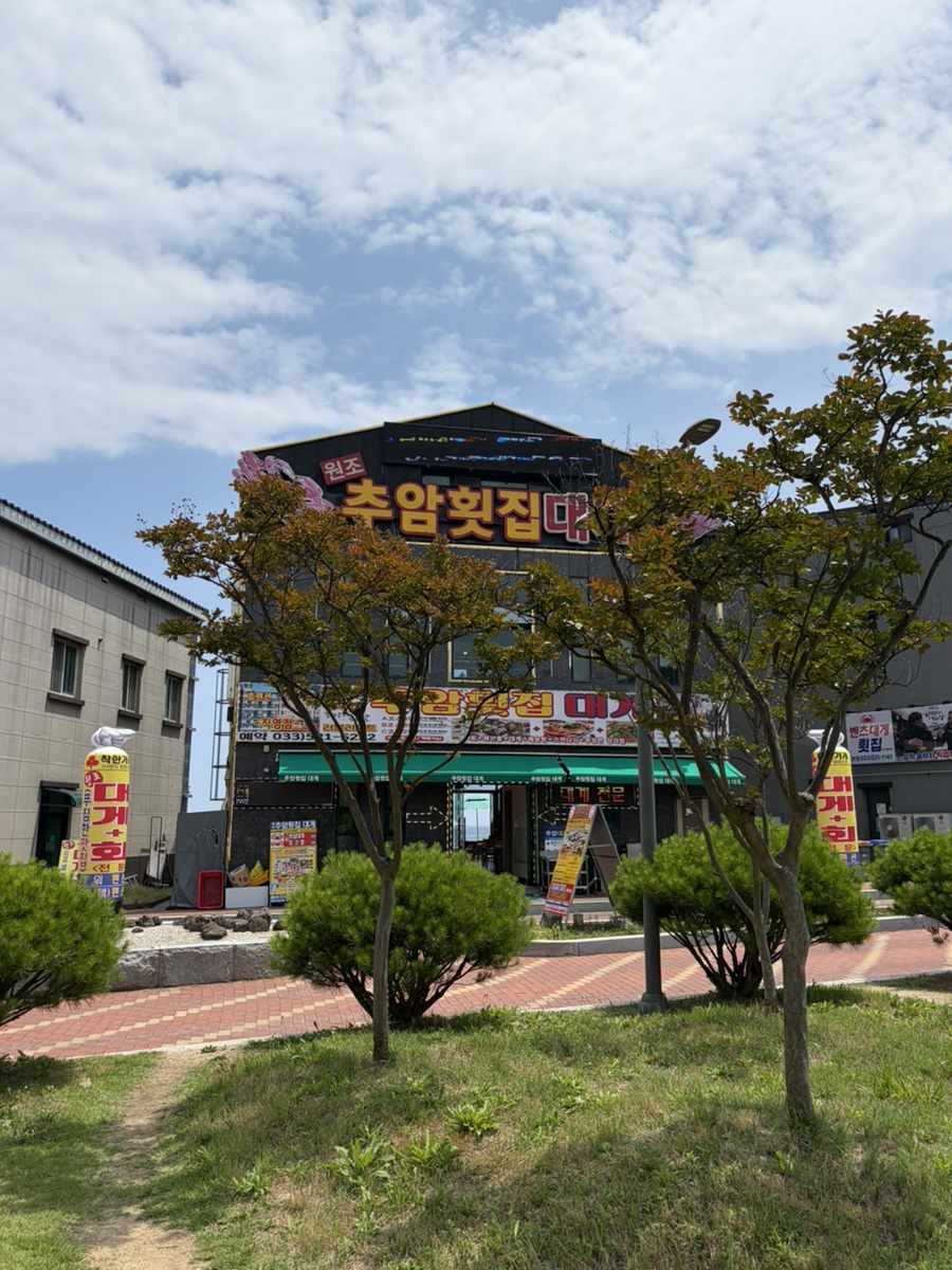 촛대바위길에서 바라본 추암횟집대게 외관