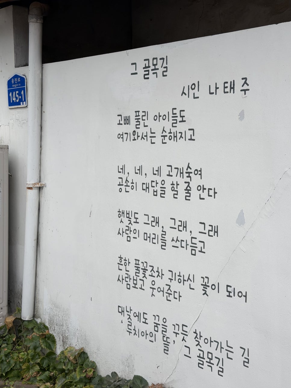 루치아의뜰 골목, 나태주 시인의 시비