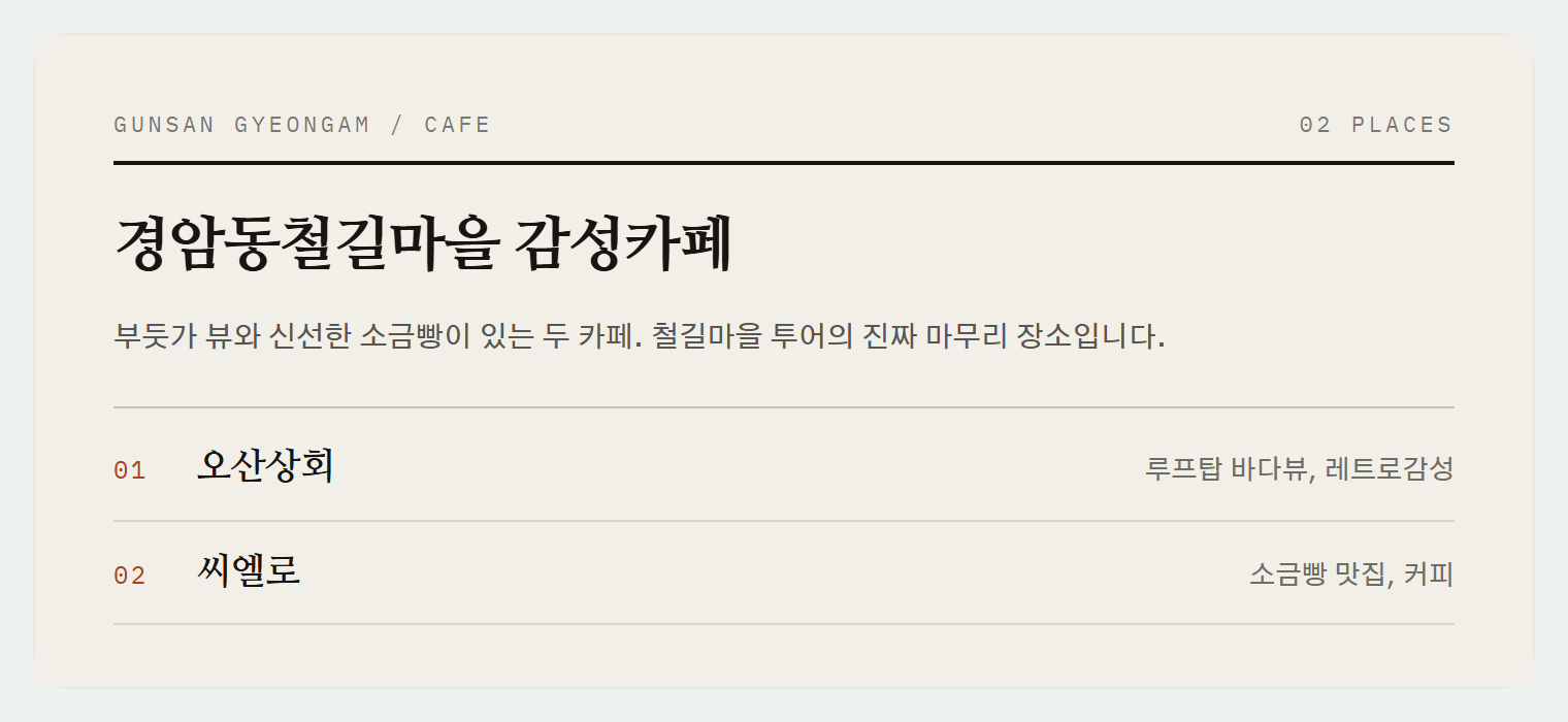 군산 경암동철길마을의 감성 카페들