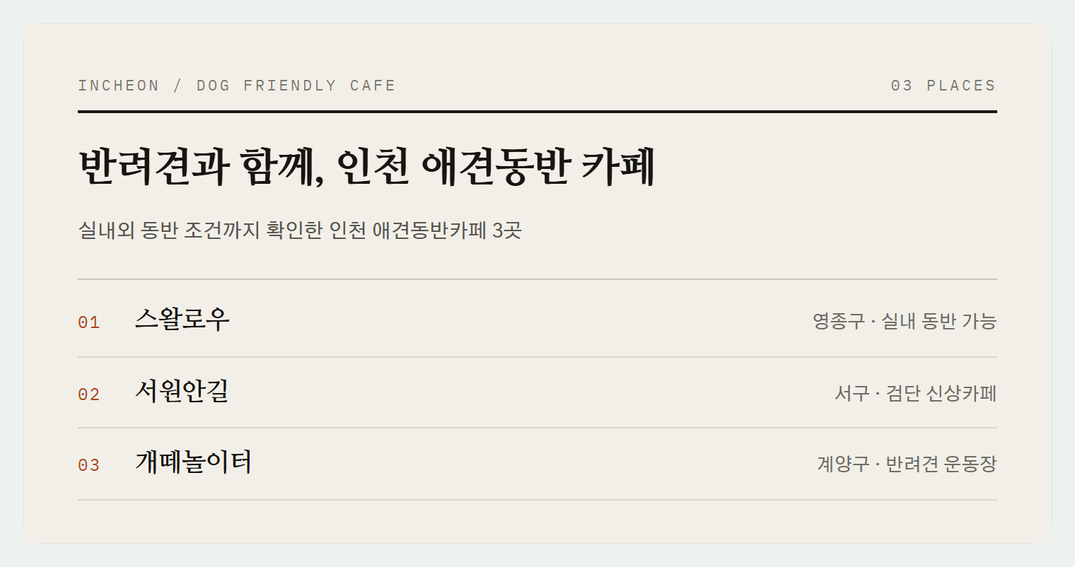 이번 편에서 소개하는 3곳