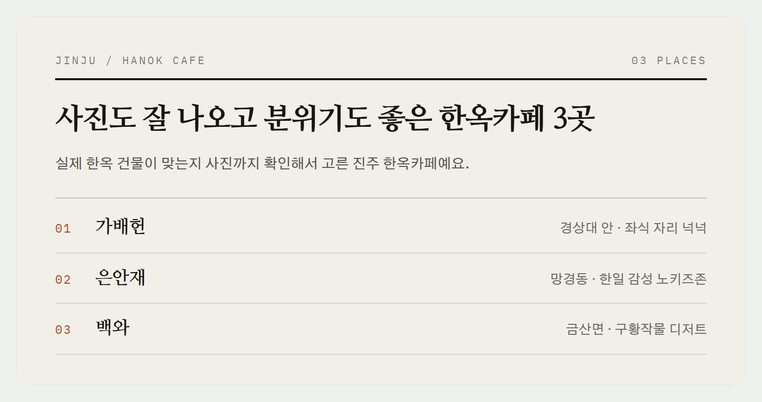 이번 편에서 소개하는 3곳