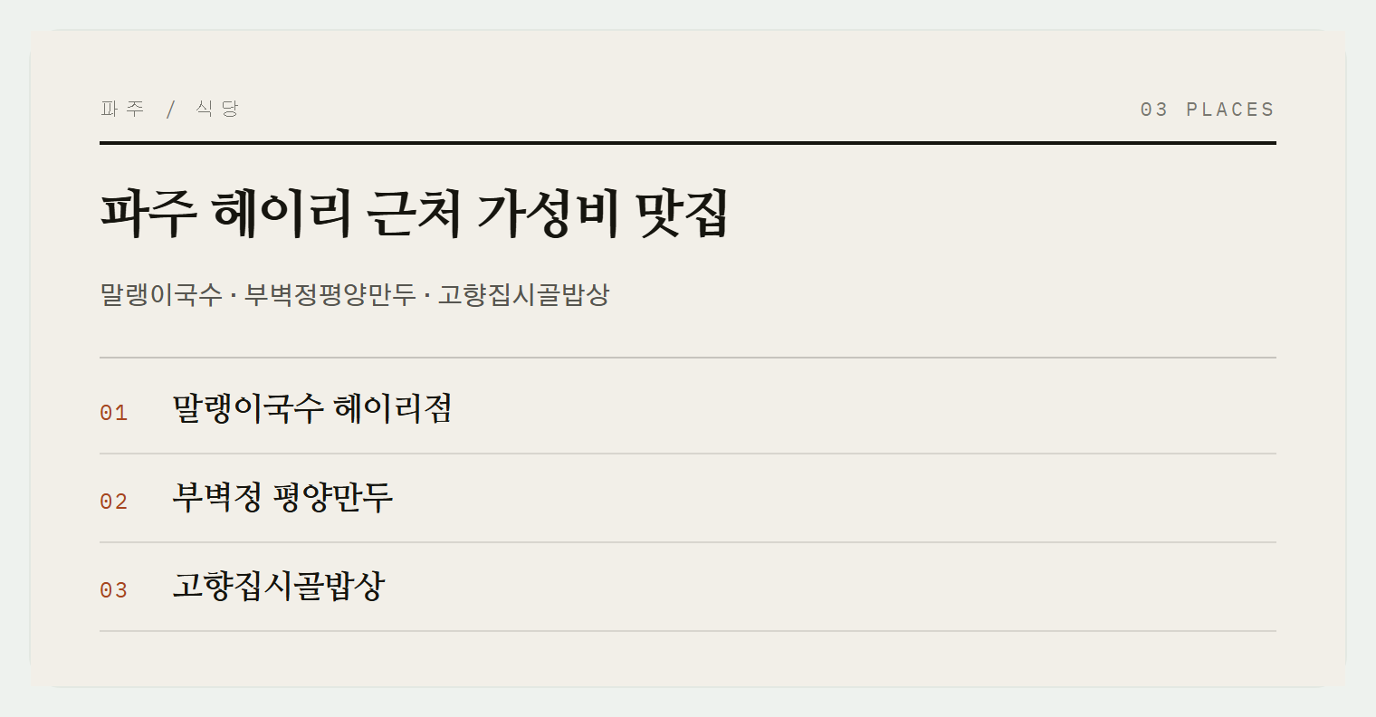 이번 편에서 소개하는 세 곳