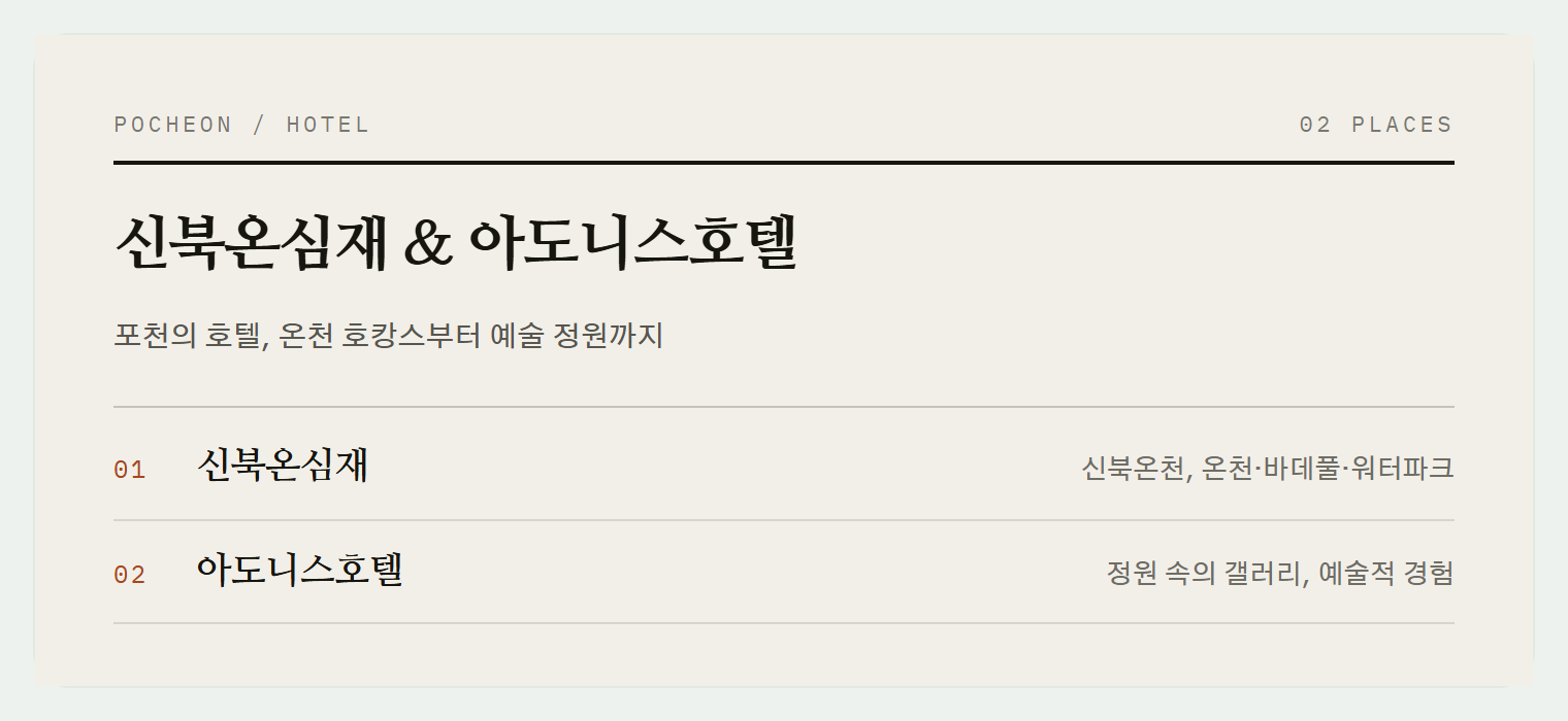 포천의 개성 있는 호텔 2곳