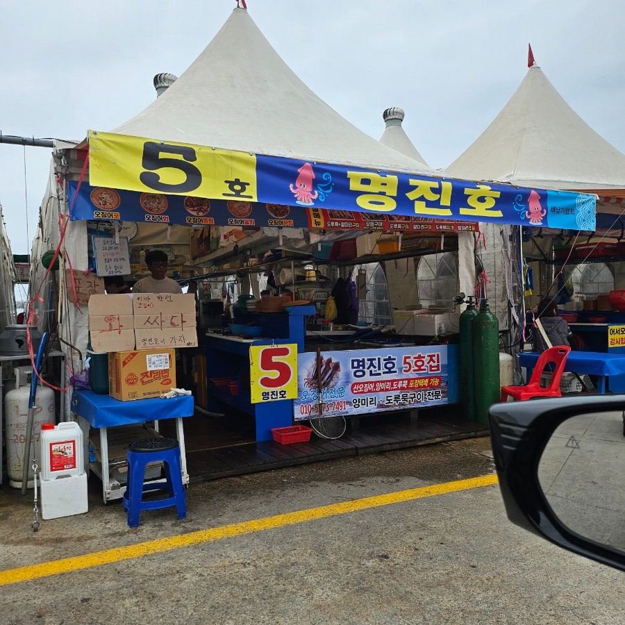 오징어난전 5호 명진호에서 준비한 신선한 활어
