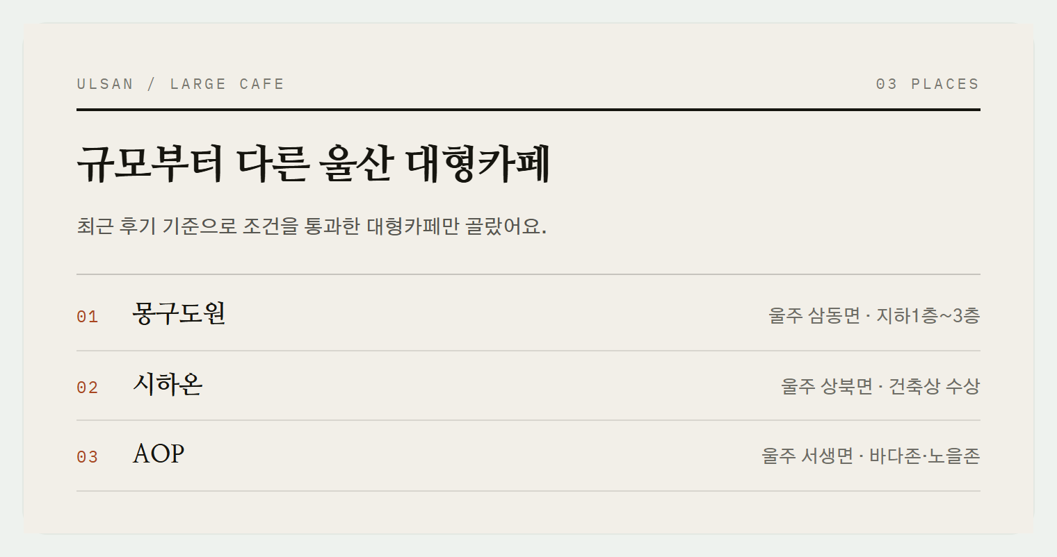 이번 편에서 소개하는 3곳