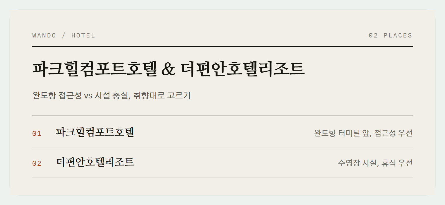 완도 숙소 선택 포인트