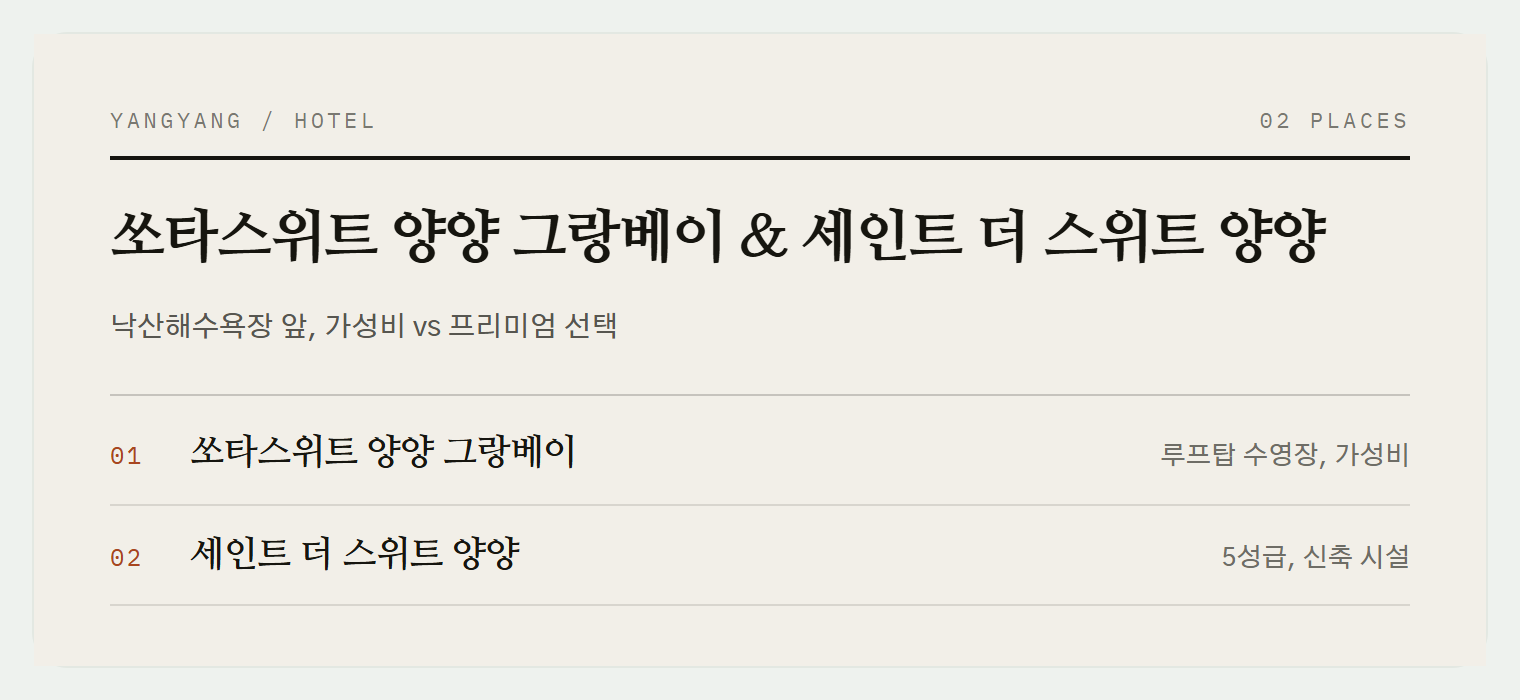 양양 호텔 선택 포인트